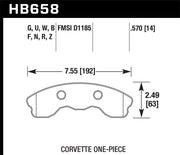 Hawk 2010-2013 Chevy Corvette Grand Sport (One-Piece Pads) High Perf. Street 5.0 Front Brake Pads